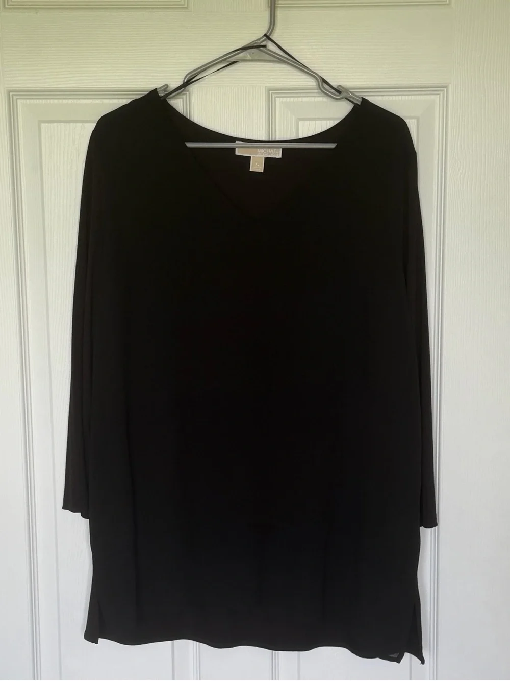 MICHAEL KORS Black Layered V-Neck Tunic Blouse Women’s Top Size XL
